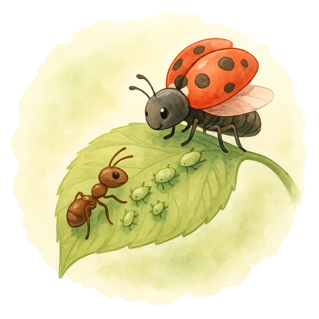 Vošky, mravce a lienky v rovnováhe